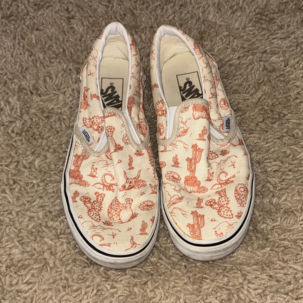 Vans Slip-On Sneakers - Cream and Brown